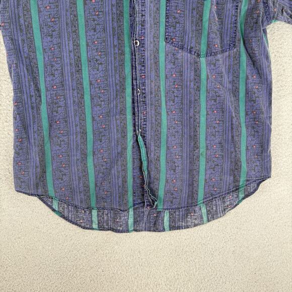 Vintage Todays News Shirt Mens Large Purple Beach Club Tribal Print 80s Retro - Picture 3 of 14